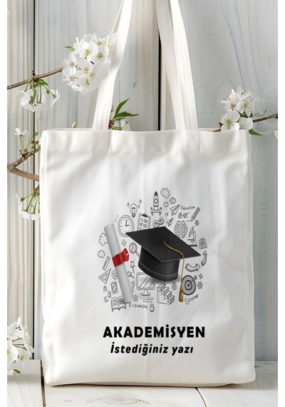 Art Hediye Akademisyen Öğretim Üyesi Baskılı Bez Omuz Çantası Kişiye Özel Model 8 Çok Renkli