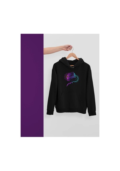Magors Stıl-x Black Panther Baskılı Oversıze, Pamuklu, Kapüşonlu Sweatshırt Siyah