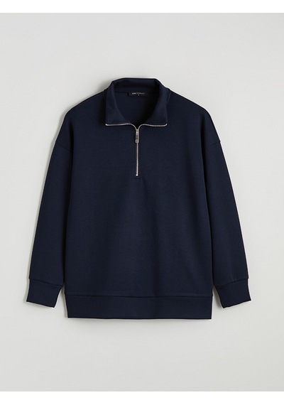 Lcw Comfort Lacivert Dik Yaka Kadın Sweatshirt