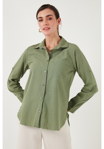 Lela Pamuklu Regular Fit Cepli Bayan Gömlek Cf25S16992 Haki