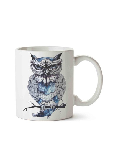 Baykuş Owl 2 Baskılı Kupa Bardak Beyaz