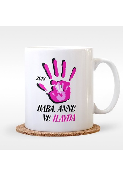 Kişiye Özel Baba Anne Ve Ben Tasarımlı Beyaz Kupa Bardak - 1