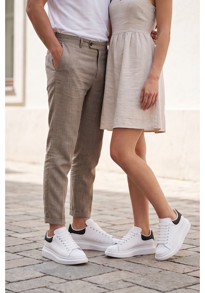 Liaquenn - Rahat Ve Hafif Yüksek Tabanlı Yürüyüş Günlük Spor Giy Çık Unisex Beyaz-siyah Sneaker ... Beyaz Siyah