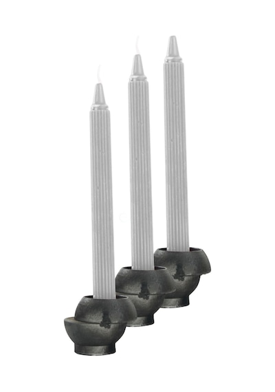 Mumluk Şamdan 3 Adet Tealight Ve İnce Mum Uyumlu Kesik Model - Siyah