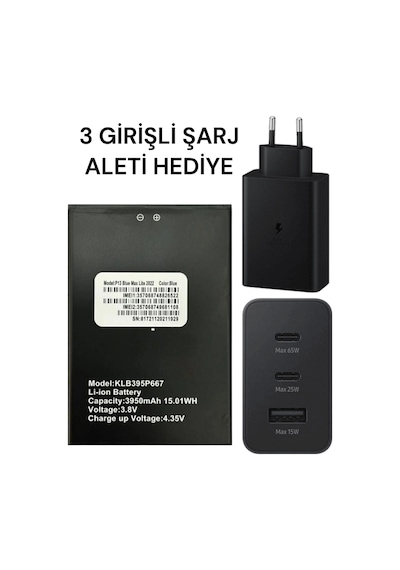 P13 Blue Max Lite 2022 Batarya Model Klb395p667 3950mah Tyc00619059735