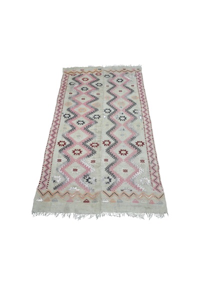 Zehra Abla Halı Antika El Dokuma Dekorluk Fragman Perde Yün Cecim Kilim 7429 Çok Renkli