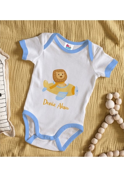 Bitmeyenkartus Bk Kids Kişiye Özel Mavi Bebek Body Zıbın - Model 188 Çok Renkli