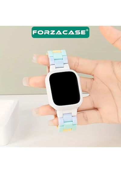 Forzacase Apple Uyumlu  Watch Se 40mm İçin Renkli Baklalı Kordon Kayış - Fc688 Beyaz