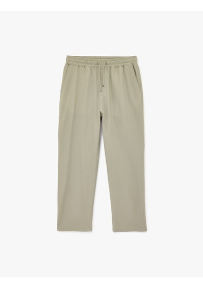 Koton Regular Fit Cepli Krinkıl Beli Bağcıklı Chino Pantolon Haki 6sam40016nw Haki
