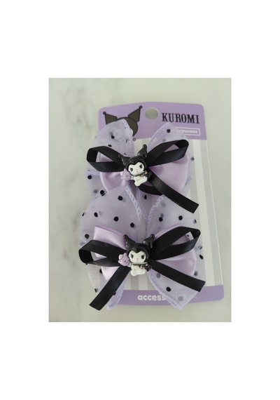 Kuromi Kız Çocuk Pens Klips 2li Toka Seti Mor Mor