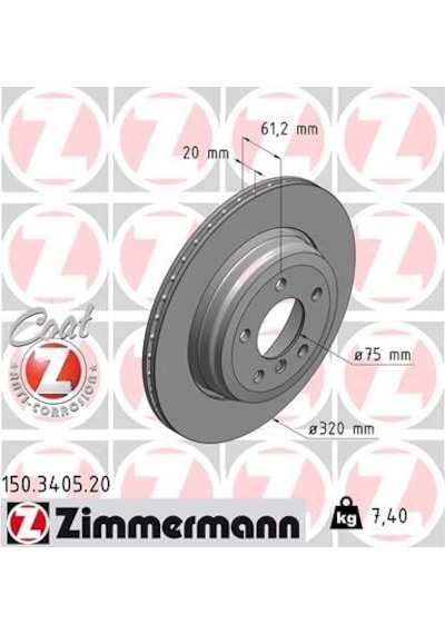 Zımmermann Fren Dıskı Arka Bmw E60 E61 E63 E64 Zımmermann 150.3405.20 34216864061