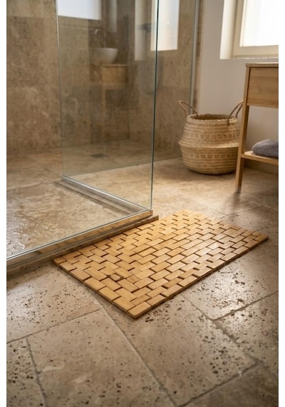 Atbyhome Bambu Banyo Paspası 40x60 Cm - Ahşap Duş Önü Banyo Matı Ve Kaymaz Paspas Suya Dayanıklı