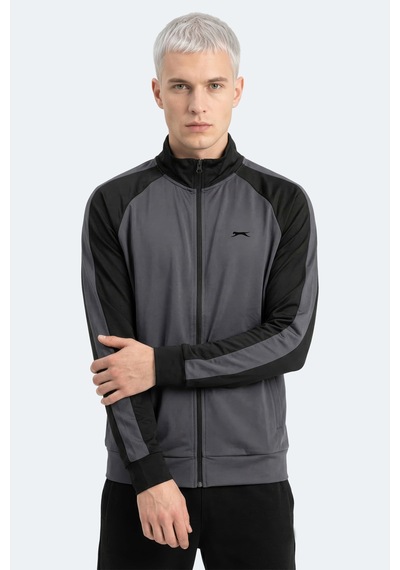 Slazenger Redora Erkek Dik Yaka Fermuarlı Koyu Gri Sweatshırt