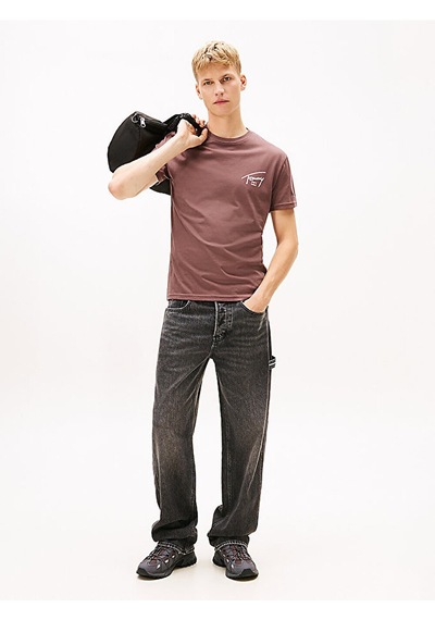 Tjm Reg Sıgn Backprınt Ss T Ext Erkek Kahverengi T-shirt - Dm0dm22320 Kahverengi
