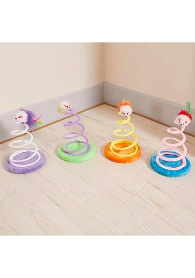 Emey Yaylı Peluş Fare Şekilli Kedi Oyuncağı,fare Etkileşimli Oyuncak, Katlanabilir Yüksek Elastikiyet Sabit Ayakta Duran Etkileşimli Yaylı Oyuncak