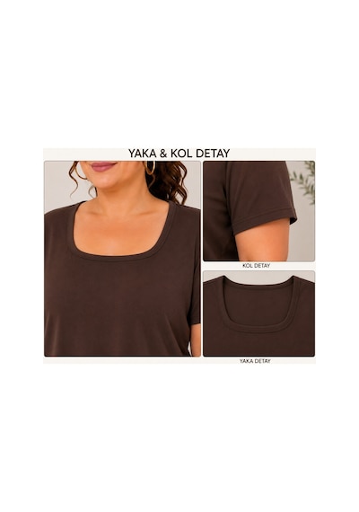 Paw Garage Kadın Büyük Beden Günlük Bluz - Kare Yaka Kısa Kol Bluz 2xl Sıyah Pwgdad51112