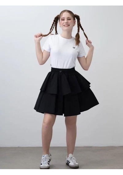 Zekids Kız Çocuk Pamuklu Fiyonk İşlemeli Tshirt-15789 Ekru