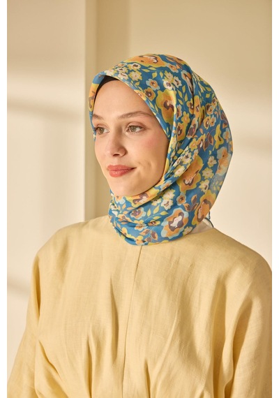Silk Home Soft Eşarp 73090-26 Gök Mavi, Sarı, Turuncu, Gri
