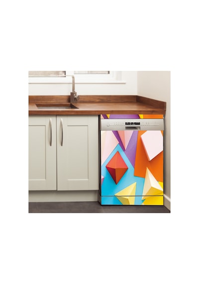 Sualtı Mercan Resifi Bulaşık Makinesi Kaplama Sticker Kendinden Yapışkanlı Folyo 75x75 Cm