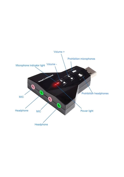 Usb Ses Karti 7+1 Virtual 3D Kablosuz Win7 Win8 Win10 Usb Audio Çevirici