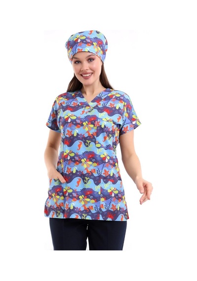 Yarasa Kol Dijital Unisex Desenli Üst - 6530 Deniz Canlıları