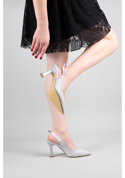 Birikon Sandor Çubuk Boncuklu Stiletto Gümüş-8420 GÜMÜŞ