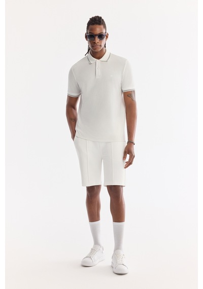 Avva Erkek Beyaz Kıvrılmaz Polo Yaka Pamuklu Teknik Kumaş Regular Fit T-shirt A61y1097