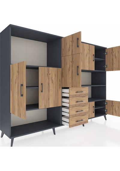 Hyperion Dolap 9 Raflı 4 Çekmeceli 8 Kapaklı 220x44x163 Antrasit-çam Atlas Çam - Antrasit Hyperion Dolap 9 Raflı 4 Çekmeceli 8 Kapaklı 220x44x163 Antrasit-çam Atlas Çam - Antrasit