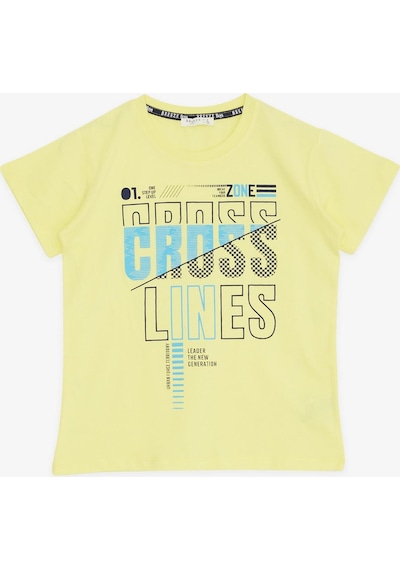Breeze Girls & Boys Erkek Çocuk Tişört Yazı Baskılı 8-14 Yaş, Neon Sarı-neon Sarı