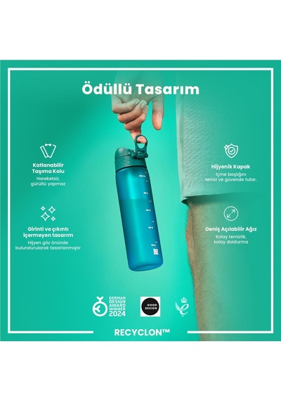 Ion8 - İnce Suluk - Deniz Mavisi - 500 Ml - Sızdırmaz - Bpa İçermeyen Mavi