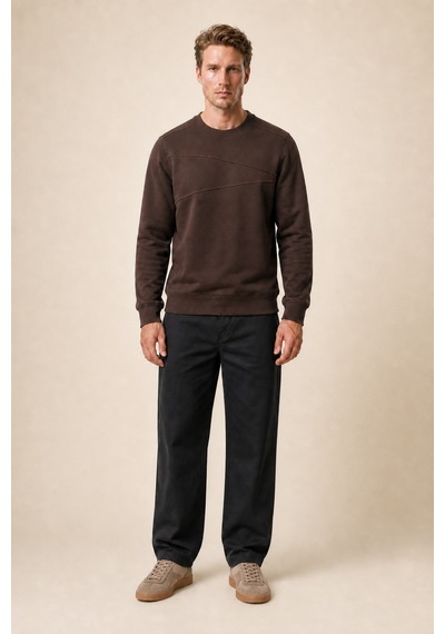 Redline Lines Regular Fit Kışlık Sweatshirt Kahve