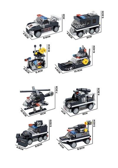 8in2 Dönüşebilen Robot Ve Polis Araçları Blok Seti - 738 Parça