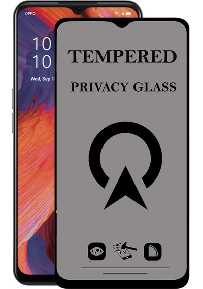 Oppo A73 ile Uyumlu Tam Kaplayan Hayalet Privacy Temperli Cam Ekran Koruycu