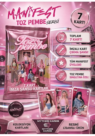 Mythos Cards Manifest Toz Pembe Serisi Koleksiyon Kartları 7'li Paket Resmi Lisanslı