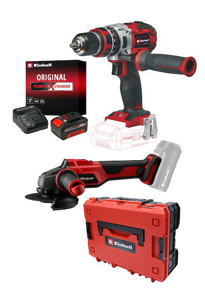 Einhell TP-CD 18 Li-i Bl Akülü Darbeli Vidalama + Axxio 18/115 Akülü Taşlama Seti 4AH Starterkit + Çanta