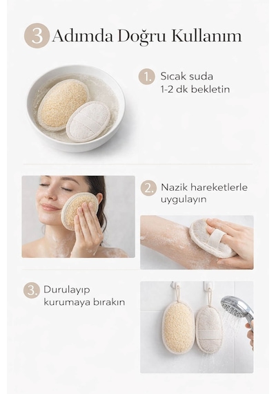Mini Doğal Bakım Seti - Yüz Kesesi + Vücut Kesesi - Arındırıcı Peeling & Gözenek Sıkılaştırıcı 2'li Set