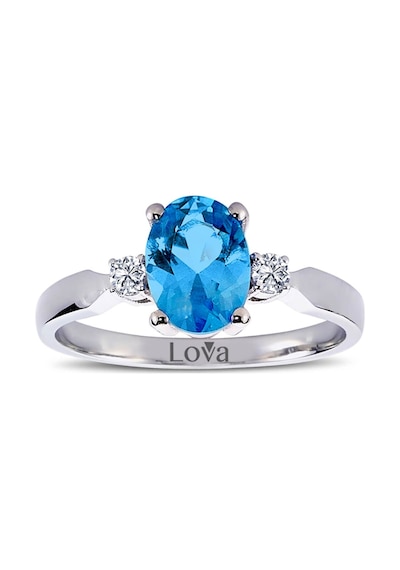 Lova Pırlantalı Oval Blue Topaz Yüzük - 1020228