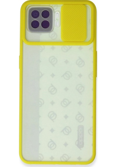 Newface Oppo Reno 4 Lite Kılıf Palm Buzlu Kamera Sürgülü Silikon Glblseme - 26 - Sarı