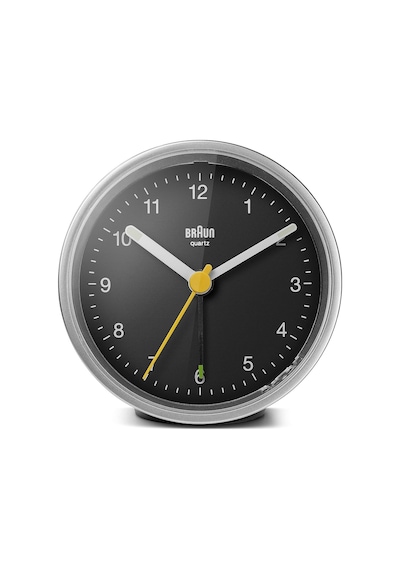 Braun Klasik Analog Çalar Saat, Erteleme Fonksiyonlu Ve Işıklı, Sessiz Kuvars Saat Mekanizması, Siyah Ve Gümüş