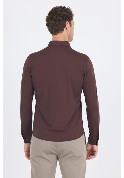 İmza Koyu Kahverengi İtalyan Düğmeli Yaka Uzunkol Cepsiz Slim Fit Gömlek 1004250254 Koyu Kahverengi İmza Koyu Kahverengi İtalyan Düğmeli Yaka Uzunkol Cepsiz Slim Fit Gömlek 1004250254 Koyu Kahverengi
