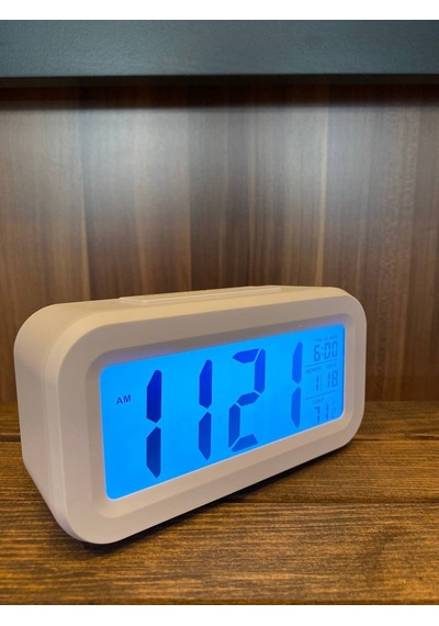 Dijital Masa Saati Alarm Tarih Saat Derece Gece Sensörlü Işıklı