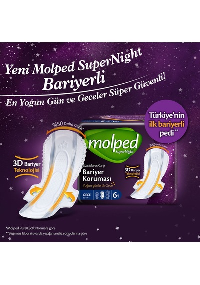 Molped Süpernight Hijyenik Ped Süper Gece Süper Avantaj Paketi 42 Adet
