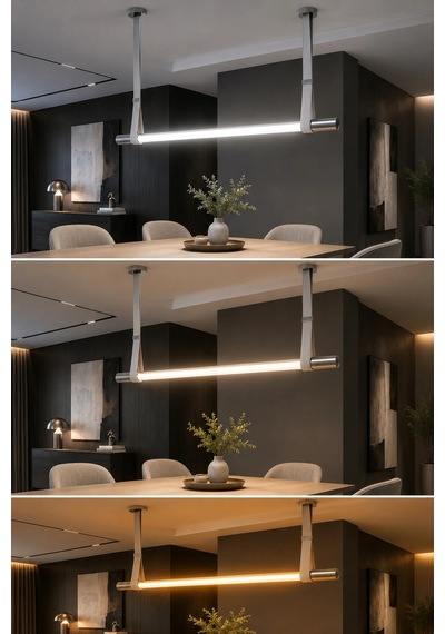Modern Premium Led Sarkıt Avize Halka Tasarım Salon Yemek Odası Avizesi 40w 3 Renk Işık Beyaz