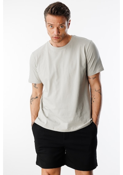 Genius Store Erkek T-shirt %100 Pamuk Regular Fit Standart Kesim Bisiklet Yaka Basic Tişört Basıc-t-shırt1 Gri