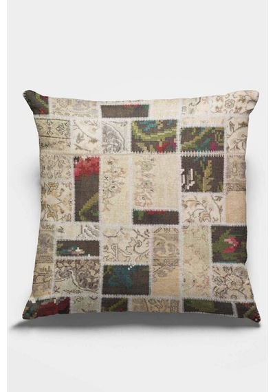 Çok Renkli Patchwork Çift Taraflı Kırlent Kılıfı Krl289n11