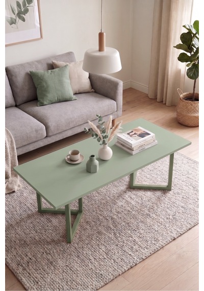 Blom Orta Sehpa Kayın Ahşap Ayaklı 120x60cm Ihlamur Yeşili Bl3-y