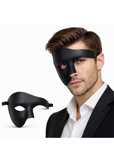 Siyah Yarım Erkek Maske Phantom Parti &amp Amp Balo Maskesi