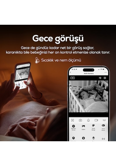 Xenon Smart Bebek Kamerası 3MP 5" Lcd Monitör - Mobil Kontrol - Ninni - Hareket Algılama, Gece Görüş Mavi-x7202 - Mavi