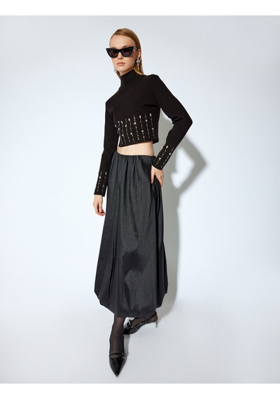 Koton Koton X Melis Ağazat - Uzun Kollu Boğazlı Taşlı Crop Triko Kazak Siyah 5wak90681ht Siyah Koton Koton X Melis Ağazat - Uzun Kollu Boğazlı Taşlı Crop Triko Kazak Siyah 5wak90681ht Siyah