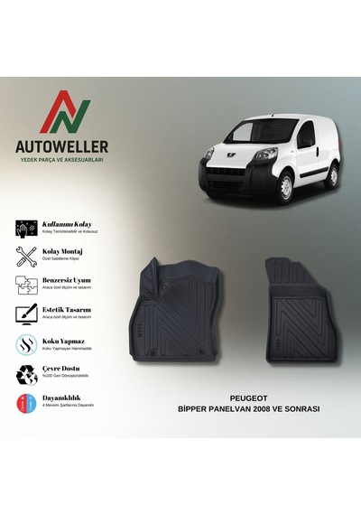 Peugeot Bipper 2008 Sonrası Uyumlu Havuzlu Oto Paspas Panelvan